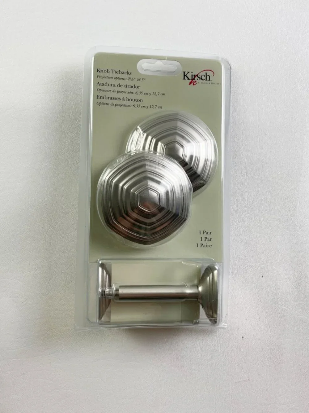 Kirsch Knob Tiebacks Satin Nickel 2 Pairs K36